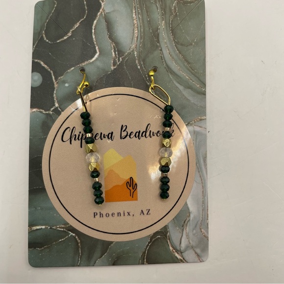 Chippewa Jewelry - Black dangling beaded earrings festival